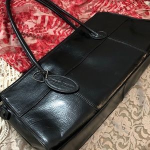 Vintage Black Leather Baguette Shoulder Bag